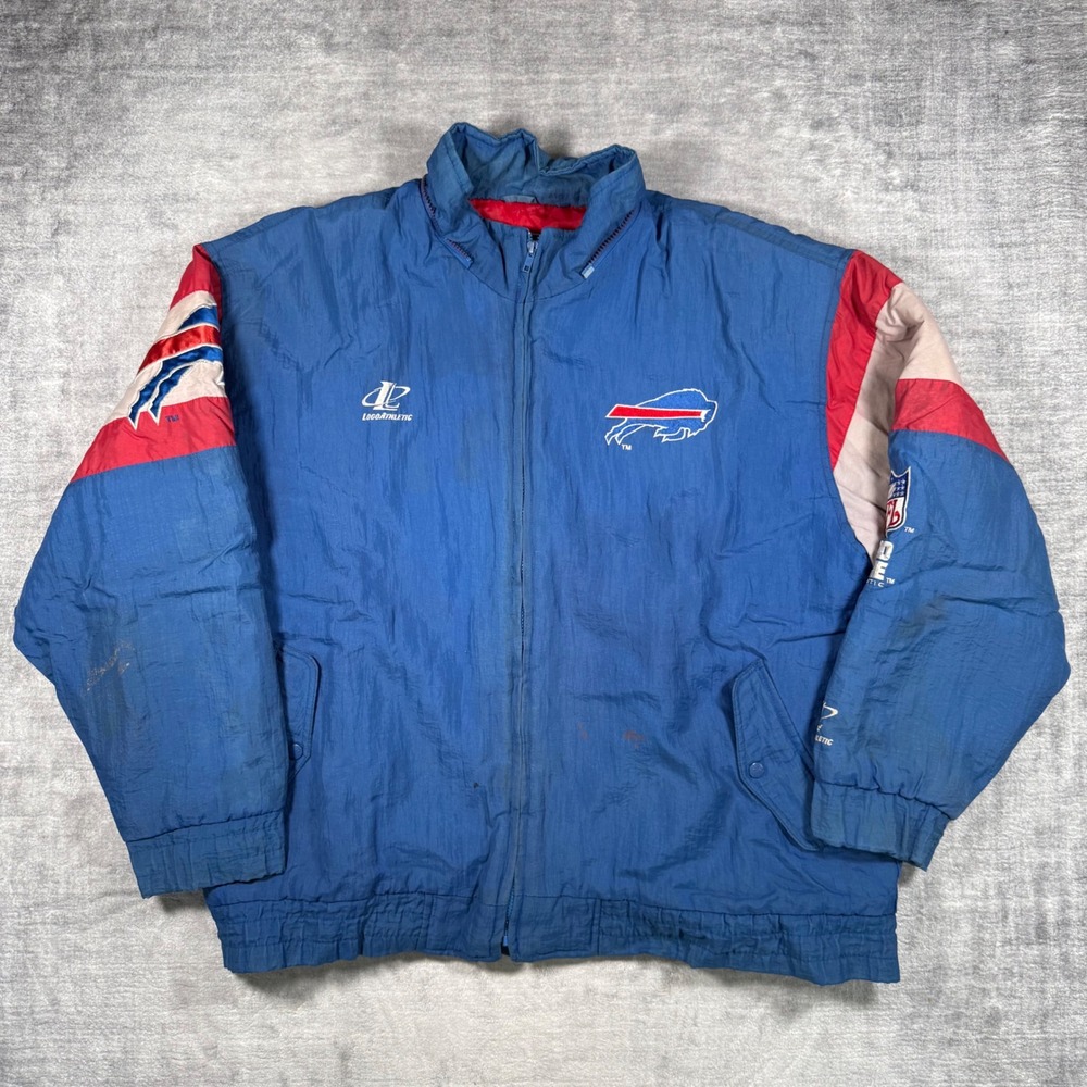 Buffalo Bills Jacket Mens XL Blue Vintage 90s NFL Pro Line Logo Athletics Puffer